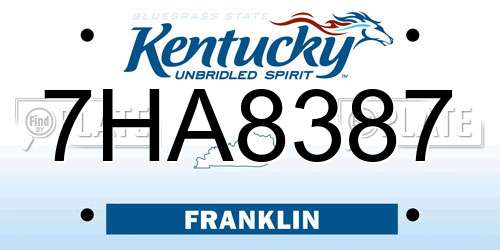 7HA8387 Kentucky License Plate