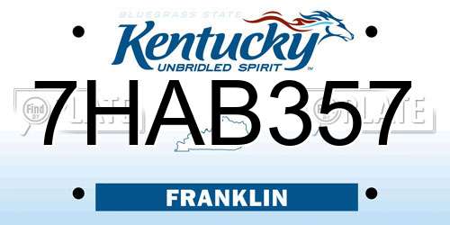 7HAB357 Kentucky License Plate