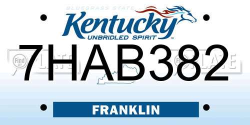 7HAB382 Kentucky License Plate