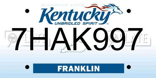 7HAK997 Kentucky License Plate