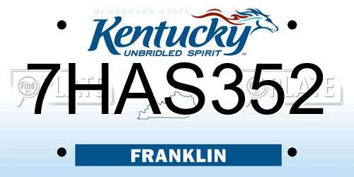 7HAS352 Kentucky License Plate