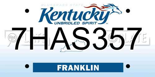 7HAS357 Kentucky License Plate