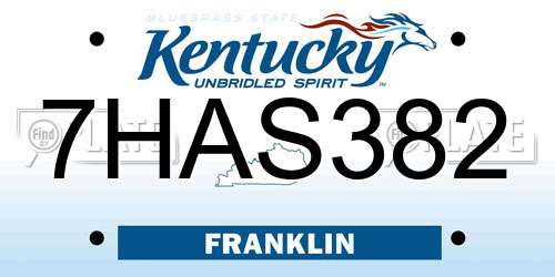 7HAS382 Kentucky License Plate