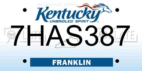 7HAS387 Kentucky License Plate