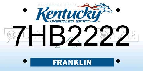 7HB2222 Kentucky License Plate