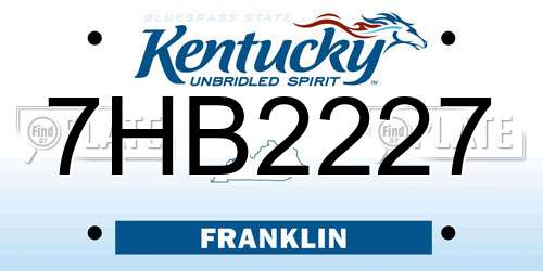 7HB2227 Kentucky License Plate