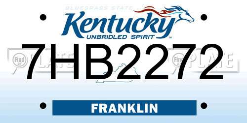 7HB2272 Kentucky License Plate