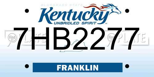 7HB2277 Kentucky License Plate