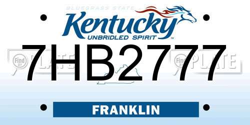7HB2777 Kentucky License Plate