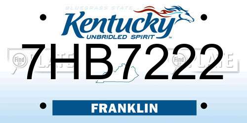 7HB7222 Kentucky License Plate