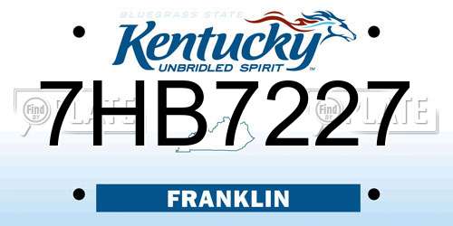 7HB7227 Kentucky License Plate