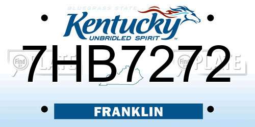 7HB7272 Kentucky License Plate