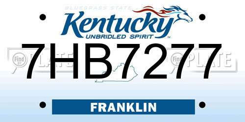 7HB7277 Kentucky License Plate