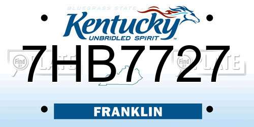 7HB7727 Kentucky License Plate