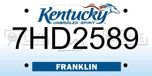7HD2589 Kentucky License Plate