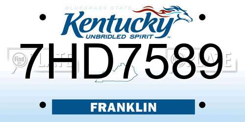 7HD7589 Kentucky License Plate
