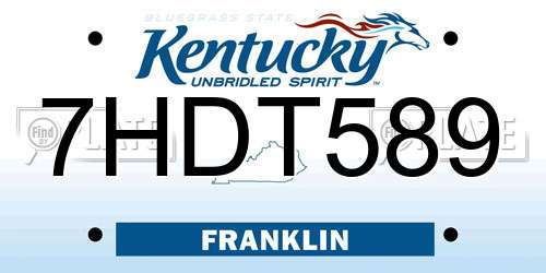 7HDT589 Kentucky License Plate
