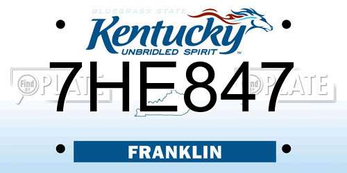 7HE847 Kentucky License Plate