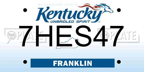 7HES47 Kentucky License Plate