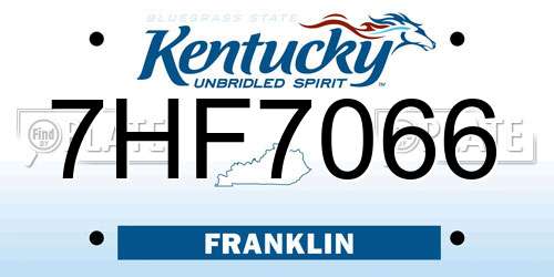 7HF7066 Kentucky License Plate