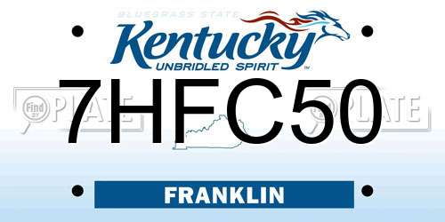 7HFC50 Kentucky License Plate