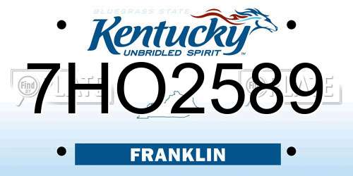 7HO2589 Kentucky License Plate