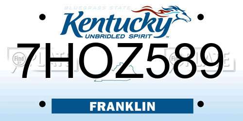 7HOZ589 Kentucky License Plate