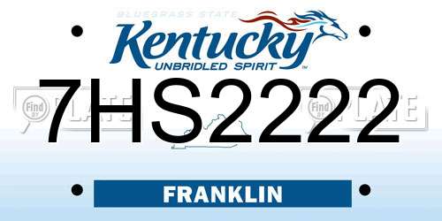 7HS2222 Kentucky License Plate