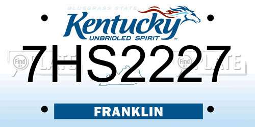 7HS2227 Kentucky License Plate
