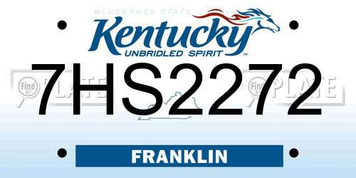 7HS2272 Kentucky License Plate