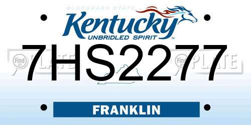 7HS2277 Kentucky License Plate