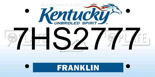 7HS2777 Kentucky License Plate