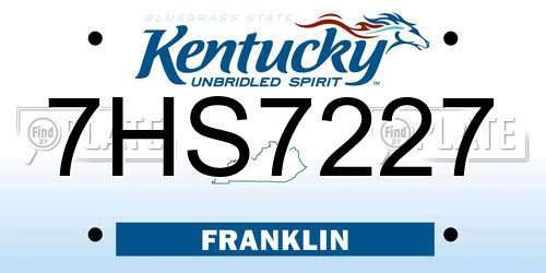7HS7227 Kentucky License Plate