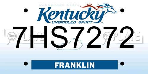 7HS7272 Kentucky License Plate