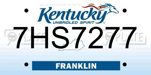 7HS7277 Kentucky License Plate