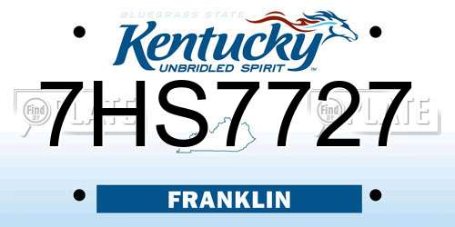 7HS7727 Kentucky License Plate