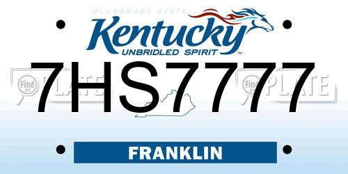 7HS7777 Kentucky License Plate