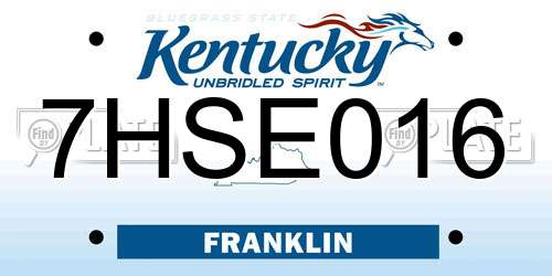 7HSE016 Kentucky License Plate