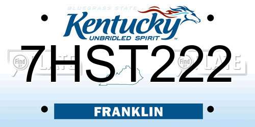 7HST222 Kentucky License Plate