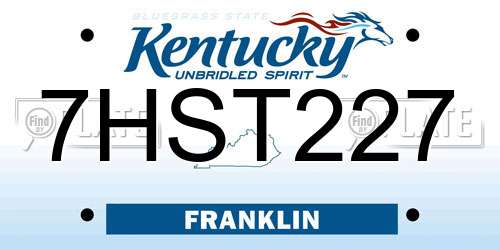 7HST227 Kentucky License Plate