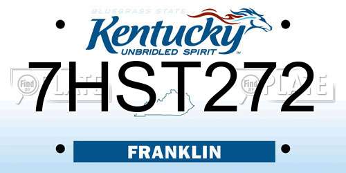 7HST272 Kentucky License Plate