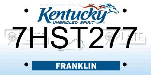 7HST277 Kentucky License Plate