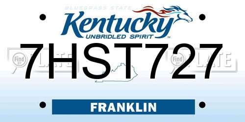 7HST727 Kentucky License Plate