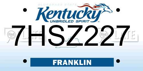 7HSZ227 Kentucky License Plate