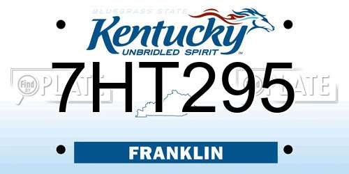 7HT295 Kentucky License Plate