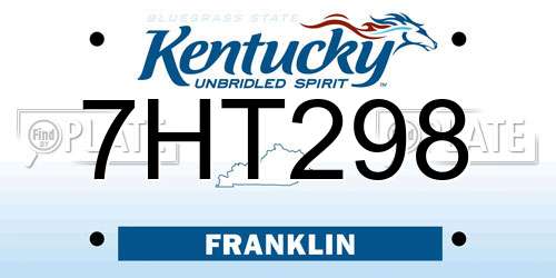 7HT298 Kentucky License Plate