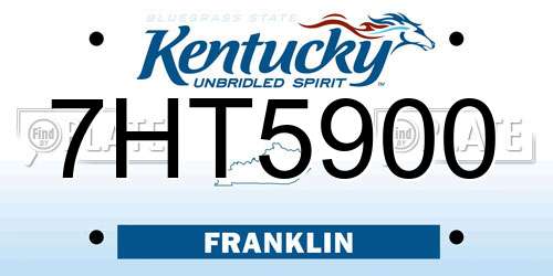 7HT5900 Kentucky License Plate
