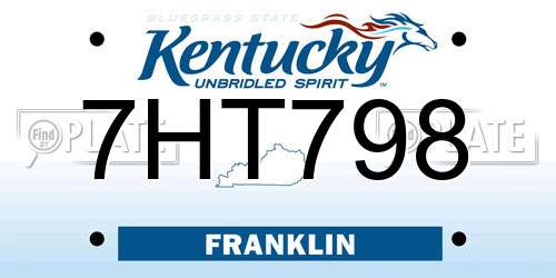 7HT798 Kentucky License Plate