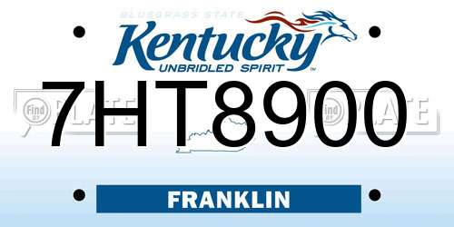 7HT8900 Kentucky License Plate