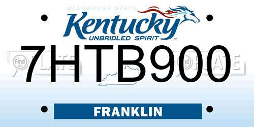 7HTB900 Kentucky License Plate
